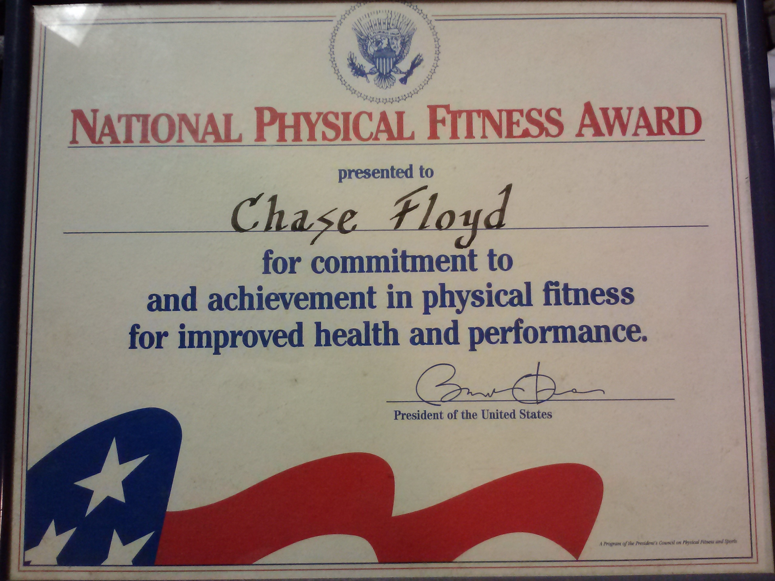 My hard earned Fitness Award!