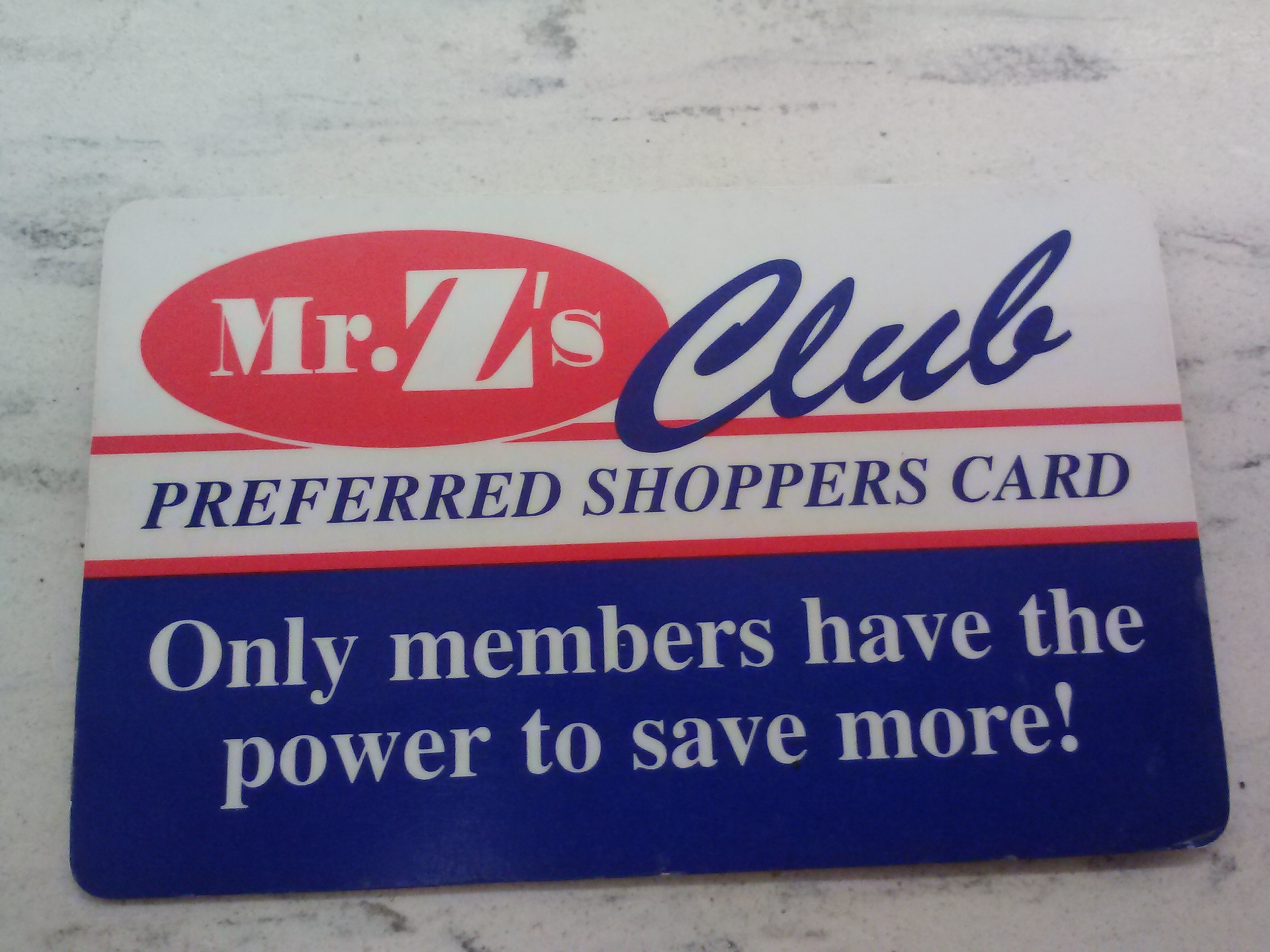 Mr. Z's Club Card!