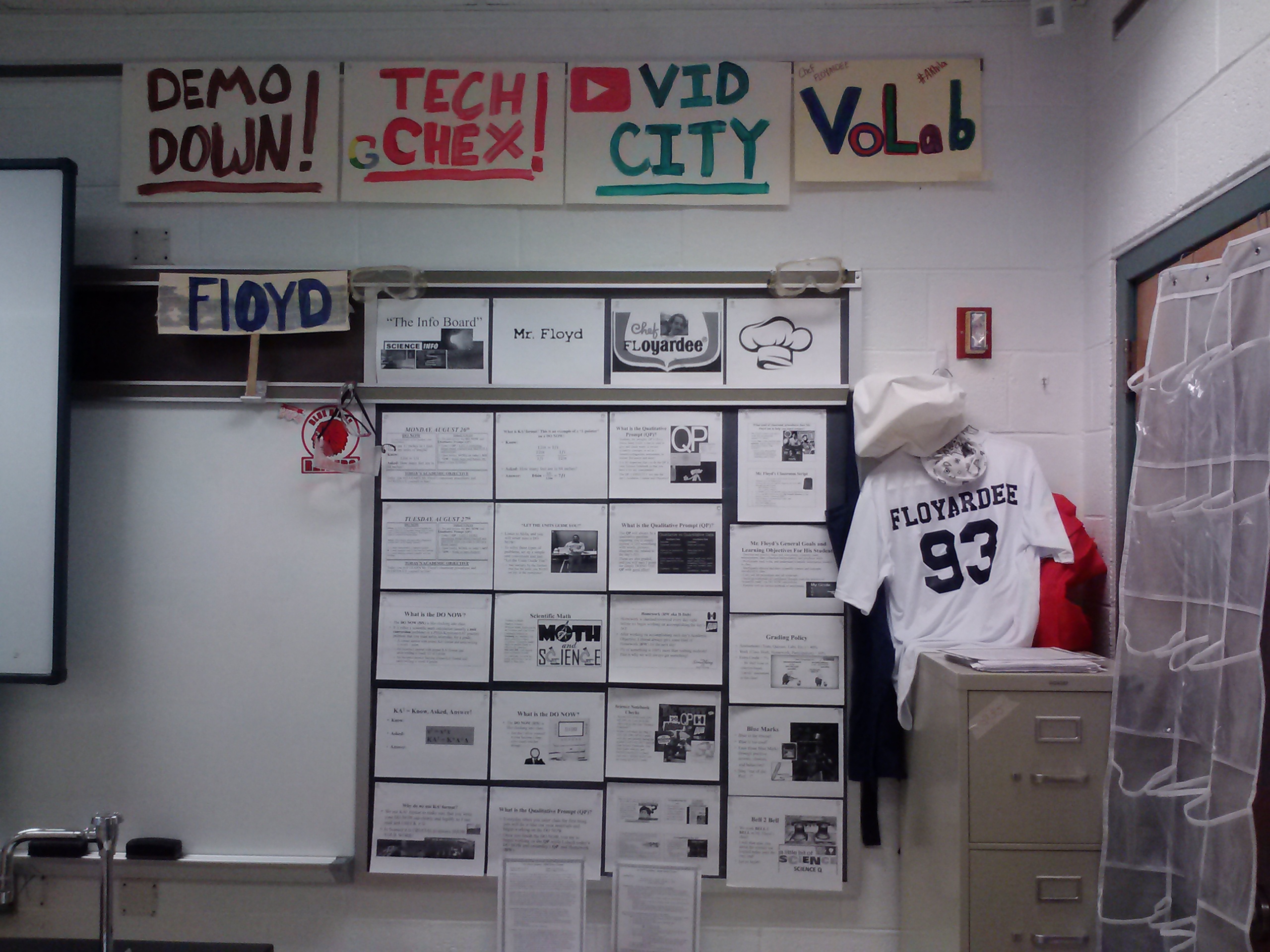 Chef Floyardee's Famous #93 Jersey Hanging in Mr. Floyd's Classroom!